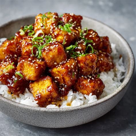 Crispy Honey Soy Garlic Tofu Bowl